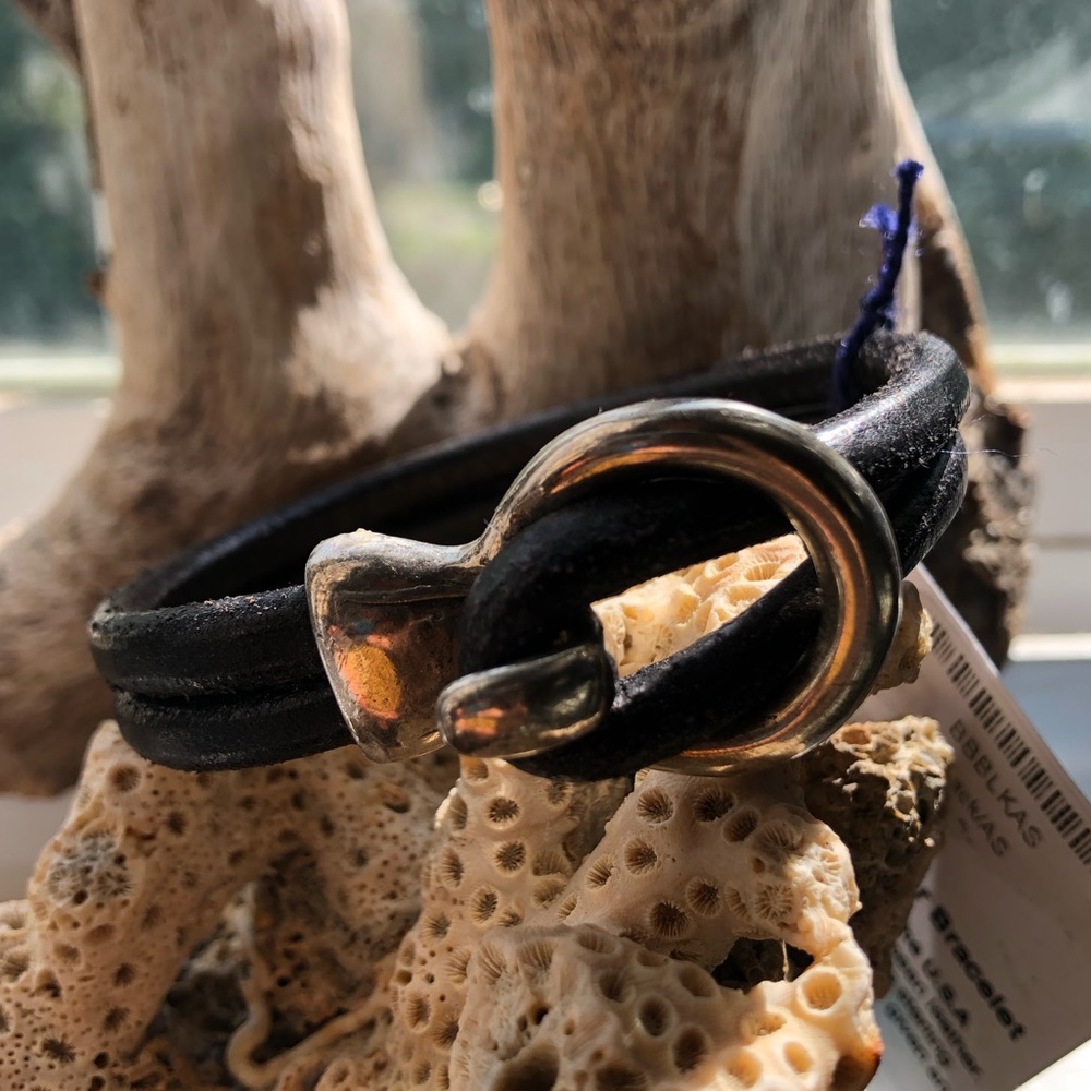 Black leather buckle bracelet NEW